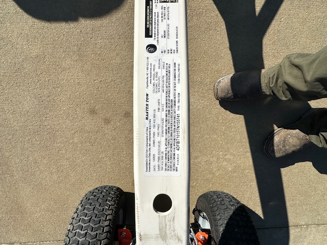 Master Tow car dolly specification plate - 3500lb GVWR certification details