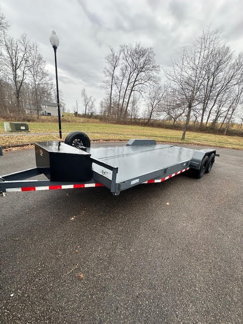 Flatbed trailer detail - showing tie-down points and safety features
