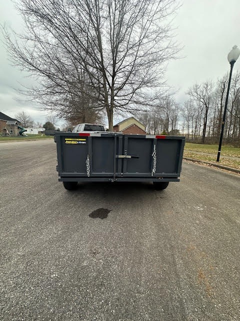 Dump trailer rear view - safety chains and LED lighting package