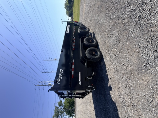 PJ dump trailer side profile - triple axle configuration with Monster Rails