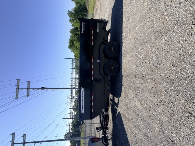 16ft dump trailer with hitch - PJ Trailers showing full length on gravel