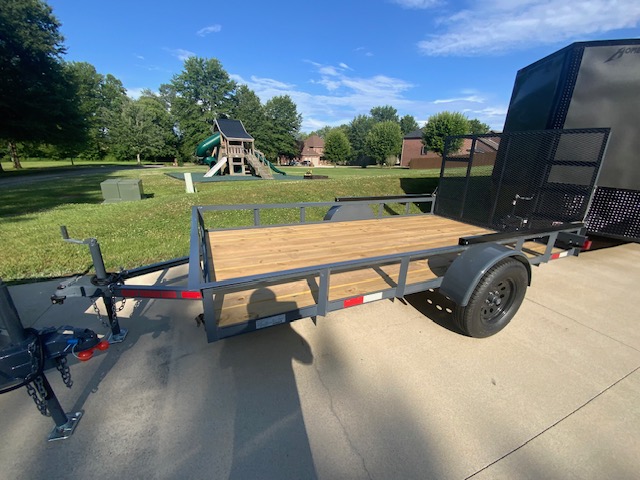 6.5x12 utility trailer front angle - ramp gate for easy loading in London KY