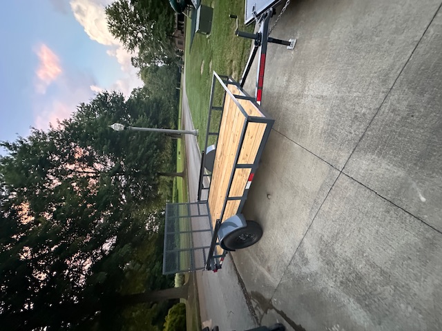 Utility trailer rear view with ramp - LED lights and safety chains